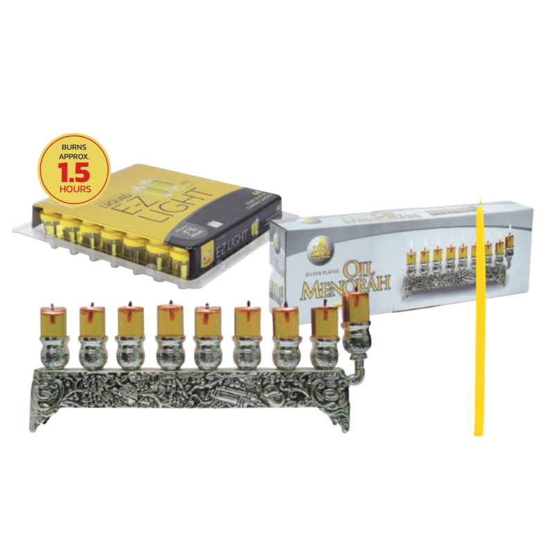 CHANUKIYA MENORAH SILVER PLATED KIT