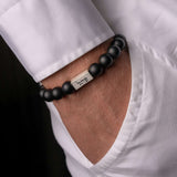 Victory Over Addiction Bracelet for Men - Solid Silver and Black Matte Onyx 10mm